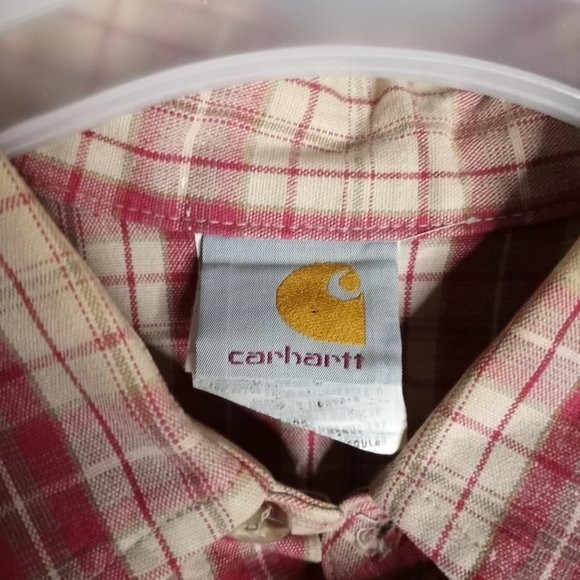 Carhartt Red Plaid Button-Down Long Sleeve Men's Shirt Size 52" Chest - Picture 5 of 5